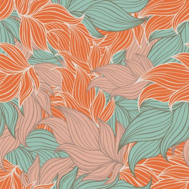 Sorunsuz çiçek arka plan deseni. Doğa teması, el - çekilmiş soyut öğeler, Basitleştirilmiş şakayık, kasımpatı, altın-papatya çiçekler. Tekstil, kağıt, tebrik kartı, kartpostal tasarım şablonu.