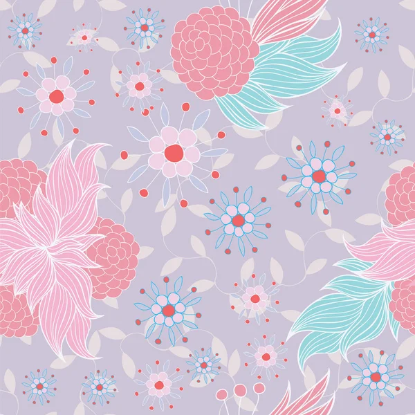 Pastel Color Floral Seamless Background Pattern Vector Illustration Nature Theme — Stock Vector