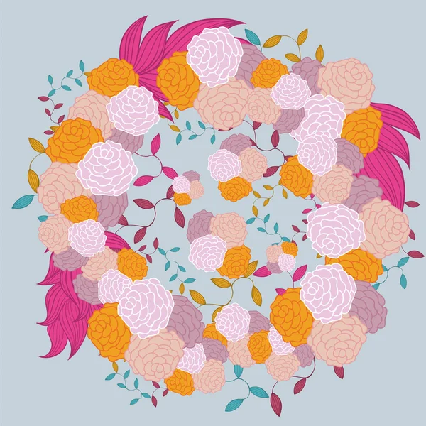 Kleurrijke Hand Getrokken Bloemmotief Bloemen Bladeren Vector Illustratie Wenskaart Ontwerpsjabloon — Stockvector