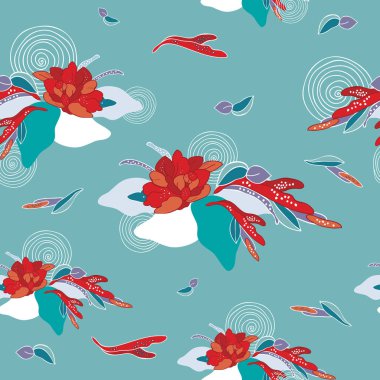 El çekilmiş çiçek sorunsuz arka plan deseni tarafından Asya ve Japonya vektör çizim ilham