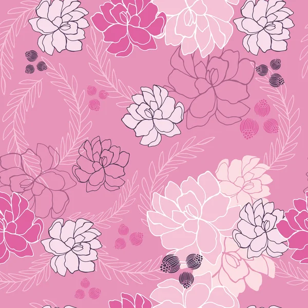 Dessiné Main Floral Motif Fond Sans Couture Fleurs Romantiques Illustration — Image vectorielle