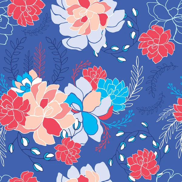 Colorful Hand Drawn Floral Seamless Background Pattern Your Design Vector — Stock Vector