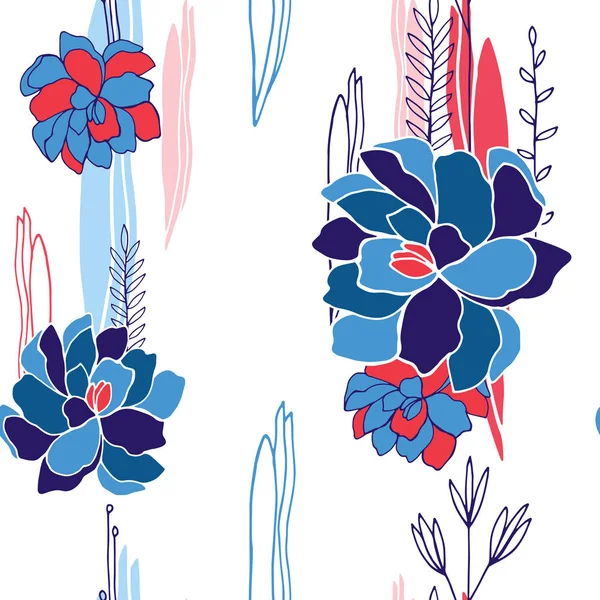 Padrão Fundo Sem Costura Floral Desenhado Mão Para Seu Design — Vetor de Stock