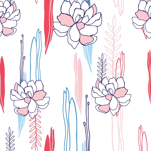 Hand Drawn Floral Seamless Background Pattern Your Design Vector Illustration — Stock Vector