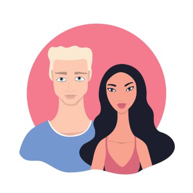 Çift portre mutlu genç yarış multi ırksal aile ilişki kavramı yüz portre karışık