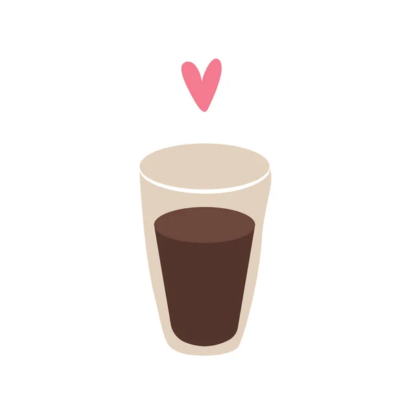 Un vaso de café con símbolo del corazón. Diseño plano — Archivo Imágenes Vectoriales