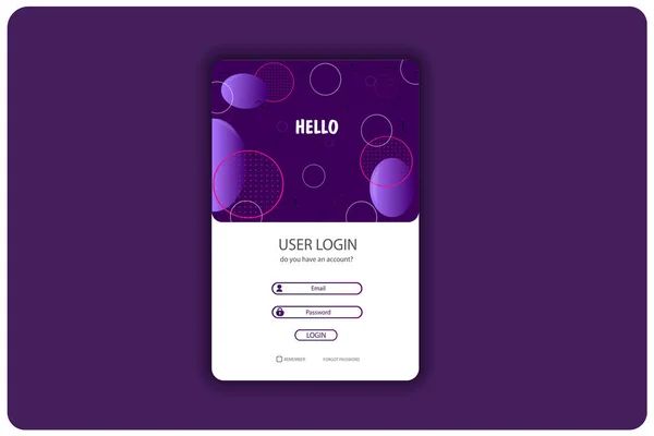 Diseño Colorido Para Pre Grabar Una Página Púrpura Iniciar Sesión — Vector de stock