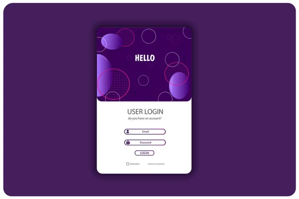 Ein Farbenfrohes Layout Für Die Voraufzeichnung Einer Seite Lila Einloggen — Stockvektor