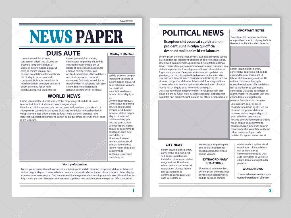  A double-page newspaper, two pages, latest news, up-to-date information on subsequent events in the world. A paper printout divided into columns contains important information and illustrations. 