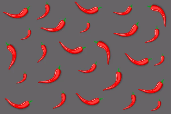 Red Chili Peppers Shadow Brown Background Fresh Hot Peppers Ingredient — Stock Vector