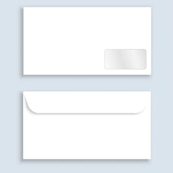 销售文具 一个有阴影的水平 封闭的信封 包覆模板从两个角度 前面和后面 寄信到收信人的地址 — 图库矢量图片