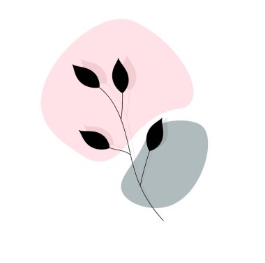 Yaprak ve dalların doğal bileşimi. Doğal bir ürünün satışı için ikon ya da kapak. Botanik elementleriyle soyut vektör resmi.