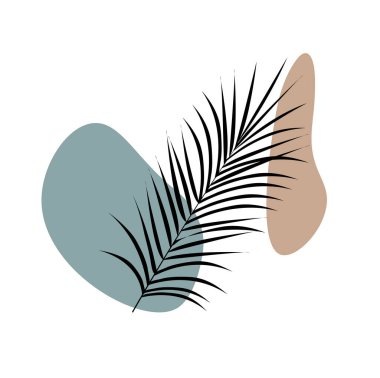 Yaprak ve dalların doğal bileşimi. Doğal bir ürünün satışı için ikon ya da kapak. Botanik elementleriyle soyut vektör resmi.