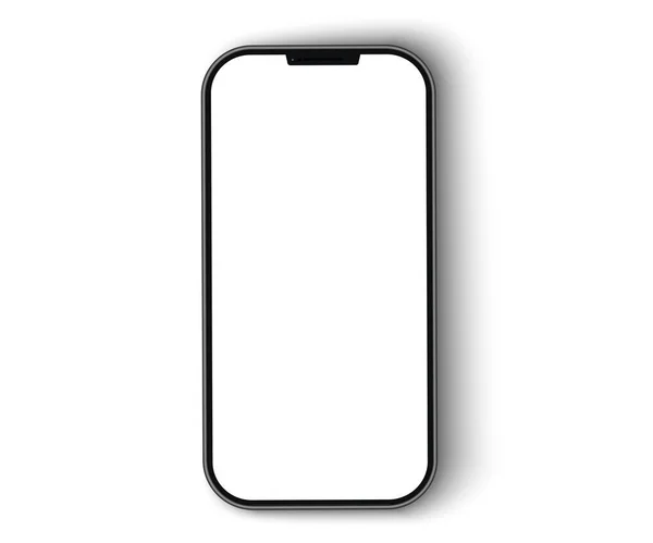 Modèle Réaliste Téléphone Avec Écran Blanc Sur Fond Blanc Modèle — Image vectorielle