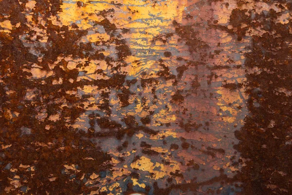 Grunge Rusted Metal Texture Rust Oxidized Metal Yellow Orange Painted — Stock Photo, Image