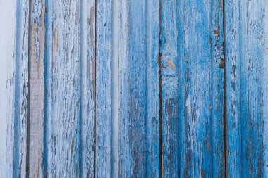 Mavi, eski, boyanmış ahşap duvar, eski, eski, hasarlı yüzey, renkli duvar kağıdı, Çernobil 'de radyoaktif atık.