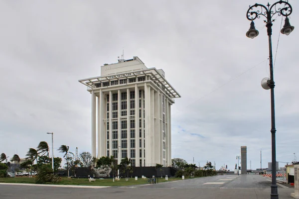 Malecon of the port of Veracruz Mexico. PEMEX tower