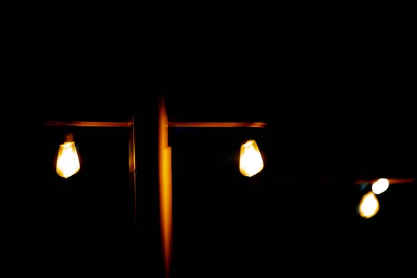 Lampa Światła Drewno Polak Ciemną Noc — Zdjęcie stockowe