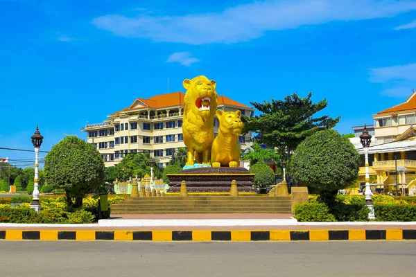 Standbeeld Van Leeuw Stad Van Sihanoukville Cambodja — Stockfoto