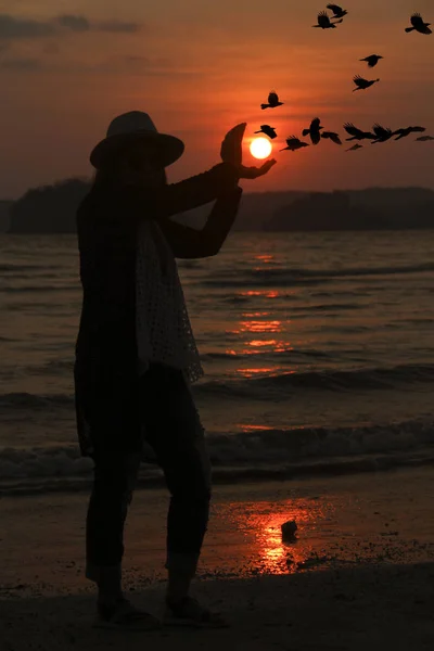 ビーチ クラビ タイの夕暮れ — ストック写真