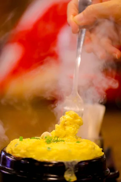 egg custard dish , Steamed Egg (Kaithoon), hot delicious food