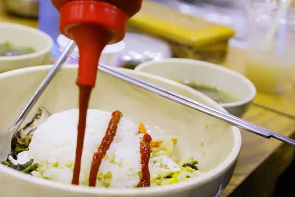 Koreanisches Essen Gemischter Reis Bibimbab Koreanisches Essen Traditionell — Stockfoto