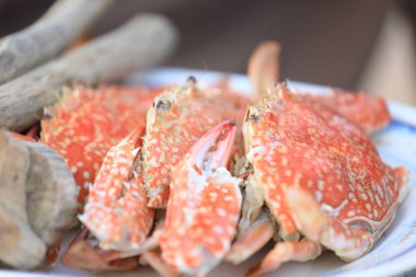 buharda pişmiş yengeç plaka, buhar yengeç, Tay deniz ürünleri