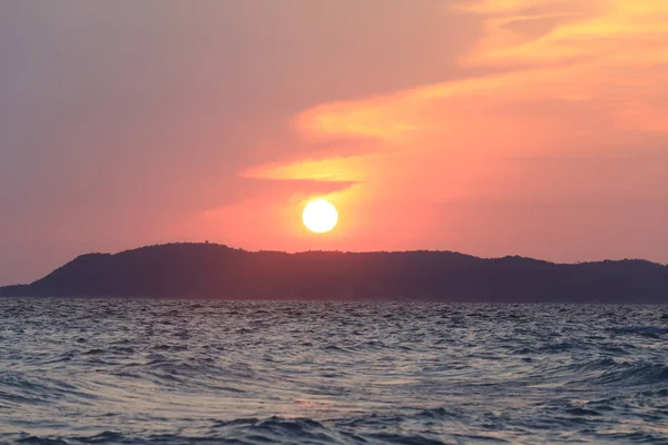 Coucher Soleil Sur Plage Samae Koh Larn Thaïlande — Photo