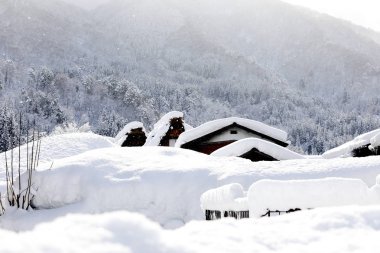 Shirakawago, Japonya tarihi kış Köyü.