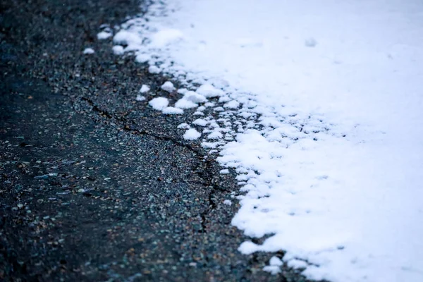 Smelten Van Sneeuw Weg Close Weergave — Stockfoto