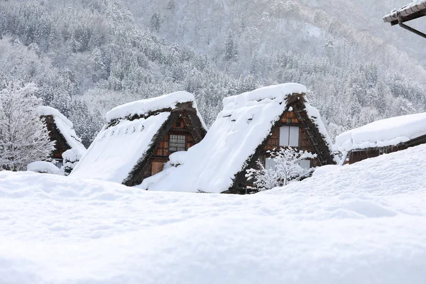 Gamla Japanska Hus Med Snö Taket Japan — Stockfoto