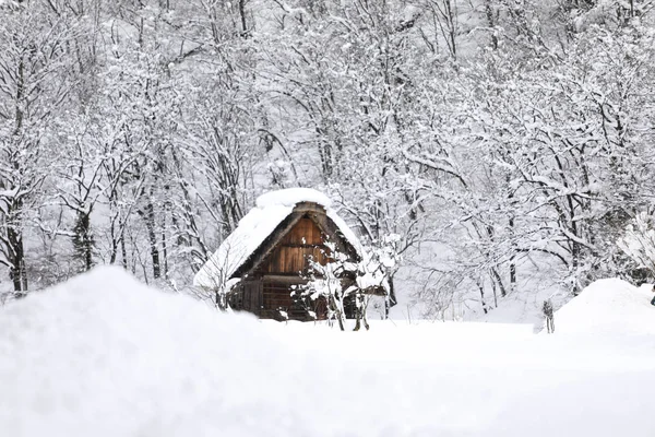 Stary Dom Japoński Śniegu Dachu Japonia — Zdjęcie stockowe