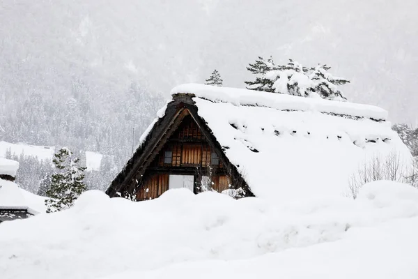 Vieille Maison Japonaise Avec Neige Sur Toit Japon — Photo