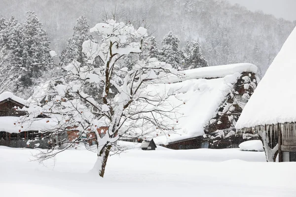 Vieille Maison Japonaise Avec Neige Sur Toit Japon — Photo