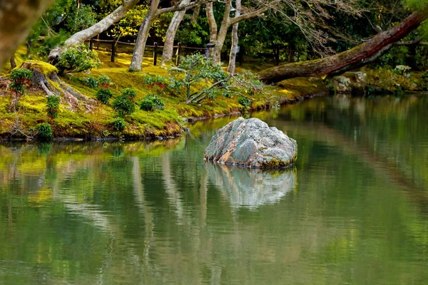 Tuin Vijver Met Steen Japanse Stijl — Stockfoto