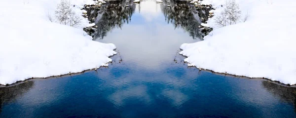 Nieve Cerca Del Río Japón —  Fotos de Stock
