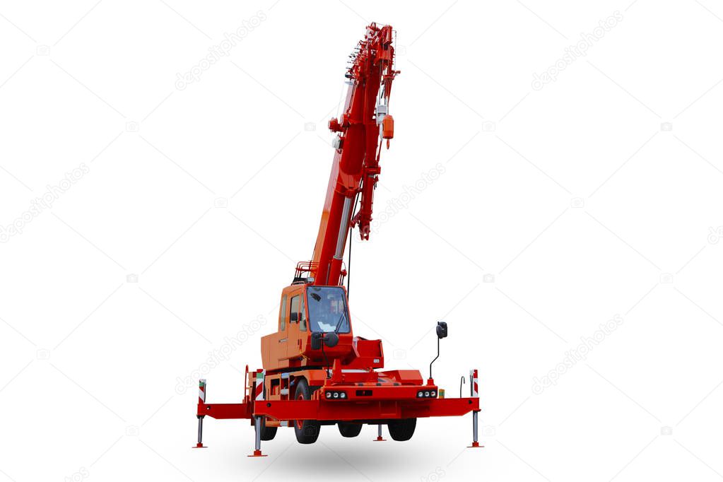 orange color crane isolate on white background.This including clipping path