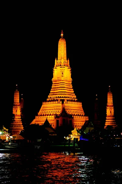 Świątynia Wat Arun Nocy Bangkoku Tajlandia — Zdjęcie stockowe