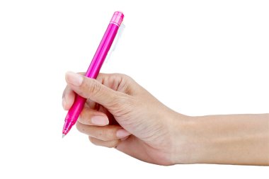 Beyaz arka plan üzerinde izole kalem ile el