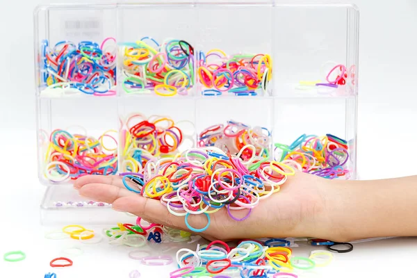 Colorful Rainbow Loom Bracelet Rubber Bands Fashion Close Up Wit