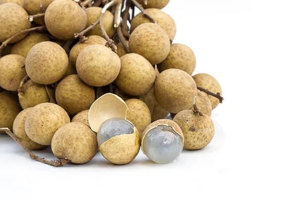 Fruit Longan Sur Fond Table Blanche — Photo