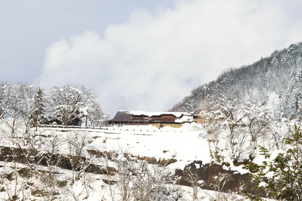 Punto Vista Sulla Montagna Con Neve Shirakawa Giappone — Foto Stock