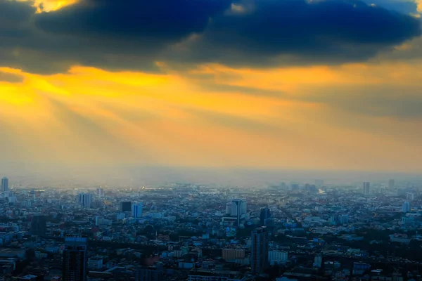 Bangkok city with the sunlight ray in the afternoon,Thailand.