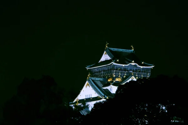 Castillo Osaka Noche Osaka Japón — Foto de Stock