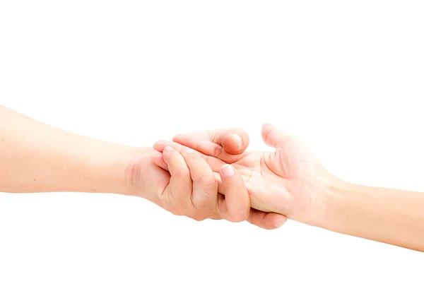 Loving Couple Holding Hands White Background — Stock Photo, Image