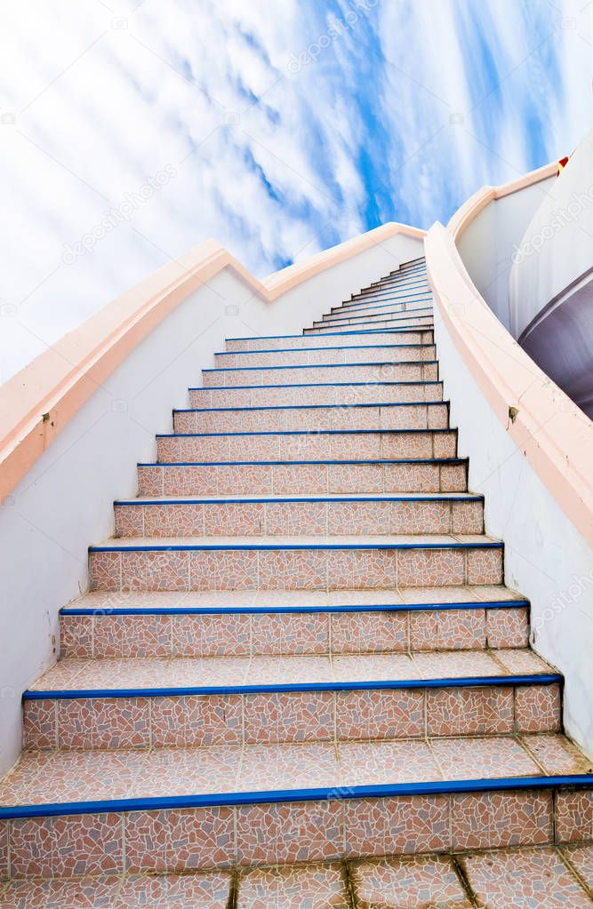 Ladder to Success : stair and beautiful cloud and sky