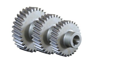 Beyaz arka plan üzerinde dişli, takım sürüş bir mekanizma hızı arasındaki ilişki değiştirmek için birlikte çalışan dişli 