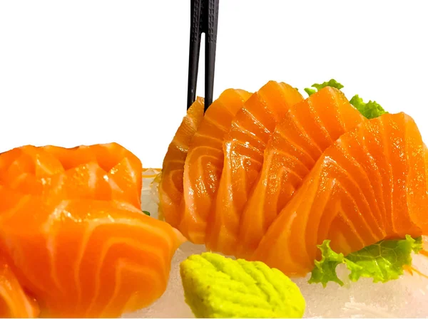 Lachs Sashimi Isoliert Auf Weißem Hintergrund — Stockfoto