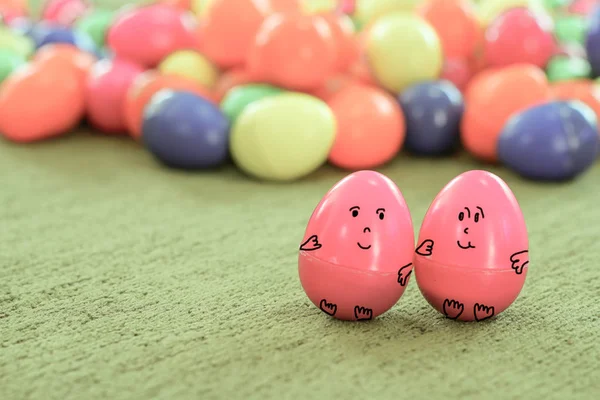 Friendly Intimate Concept Paint Plastic Eggs — Stock Photo, Image
