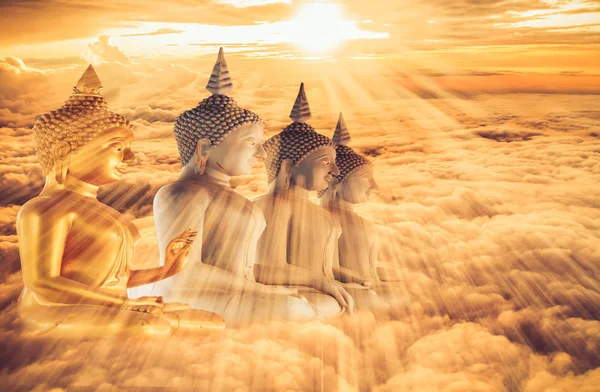 Buddha Statue Abstract Background Cloud Sun Light — Stock Photo, Image